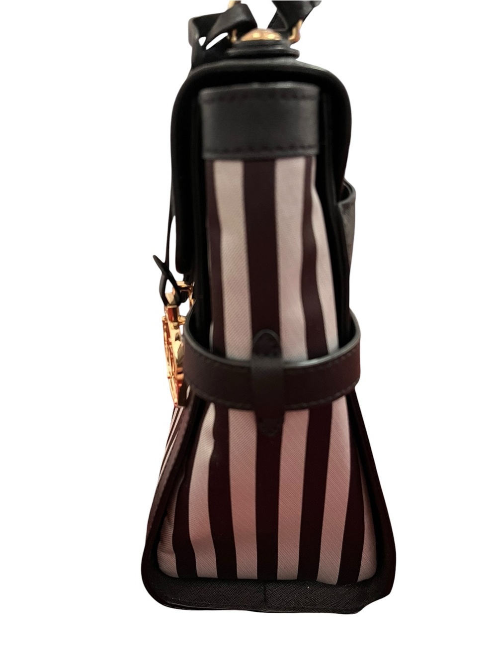 Henri Bendel Miss Bendel Top Handle Satchel Brown/White Striped NWT - Picture 4 of 14